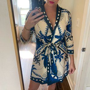Farm Rio Long-Sleeve Blazer Dress